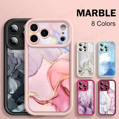 Marble Silicone Case For iPhone 17 Pro Max Air 16 15 14 13 12 ShockProof Cover - Image 1 of 4