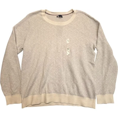 Новый Tommy Hilfiger женщин размер XL белый ворота геометрический плетение толстовка - Изображение 1 из 4