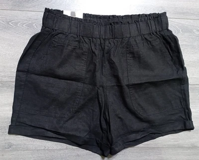 Pantalones Cortos Briggs Mezcla de Lino Adulto Mujer Medianos Negros Verano Playa Foto 1 de 4