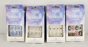 Kiss Voguish 28 Unghie Gel Fantasia con Colla Vacanze Natale 4 Confezioni Lunghezza Corta - Foto 1 di 9