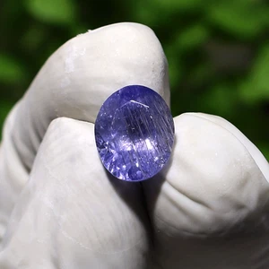 Tanzanita luz de lluvia 3,89 CTS • Piedra preciosa facetada natural ovalada violeta-azul 10x8 mm - Imagen 1 de 11