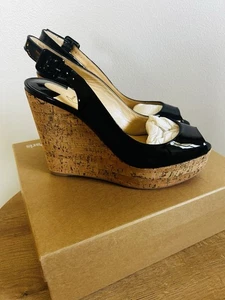 Brand New Christian Louboutin Une Plume Sling Sandals Wedge Size 40 - Picture 1 of 7