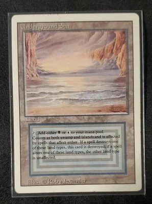 MtG Magic the Gathering Revised Edition 1994 Underground Sea Dual Land LP - Image 1 of 2