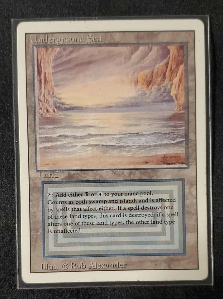 MtG Magic the Gathering Revised Edition 1994 Underground Sea Dual Land LP - Image 1 of 2