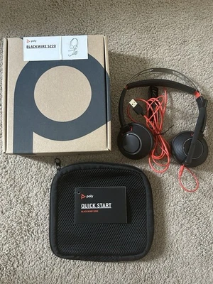 Poly Blackwire 5220 USB-C Headset - 3.5mmP - USB-C/A 8X231AA Black Red - Image 1 of 2