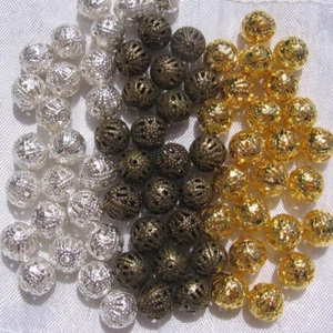 50 perles filigranes 8mm trou 0,8mm CHOIX métal argenté doré bronze sans nickel  - Picture 1 of 4