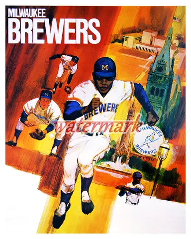 Vintage MLB Milwaukee Brewers REPRINT Art Poster Picture Color 8 X 10 Photo Cover