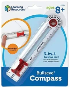 Learning Resources SAFE-T Bullseye-Kompass, Lineal, Winkelmesser, frühe Geometrie - Bild 1 von 5