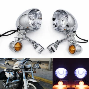Lámpara antiniebla cromada LED de paso para motocicleta punto de conducción luz de giro para Harley - Imagen 1 de 8