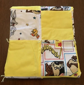 Handmade Baby Kid's Quilt Crib Blanket Yellow Looney Tunes Taz Tweety Bugs Bunny - Picture 1 of 11