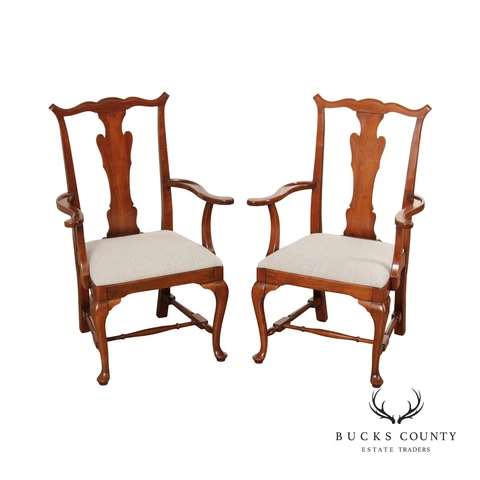Herald Furniture Co. Queen Anne Style Pair of Cherry Armchairs Cover