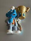 2003 Schleich Smurfs President Smurf Gold Trophy Soccer20532 PVC Figure with Tag