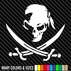 Jolly Roger Calico Jack Rackham Pirate Decal Sticker Die Cut - Many Colors/Sizes - Picture 1 of 15