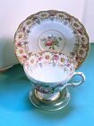 Rosina Fine Bone China 8956 Floral Pattern Footed Cup And Saucer Excellent