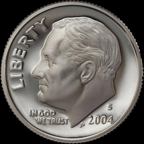 2004 S Roosevelt 90% SILVER Dime Gem Deep Cameo PROOF US Mint "Beautiful" Coin Cover