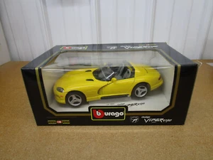 1993 Dodge Viper RT/10 Roadster 1/18 Burago diecast car yellow nice box - Picture 1 of 7
