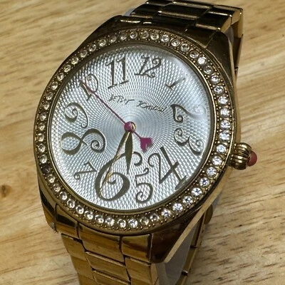 Reloj de Cuarzo Betsey Johnson Mujer 30m Tono Oro Rosa Imitación Diamantes Batería Nueva Foto 1 de 4