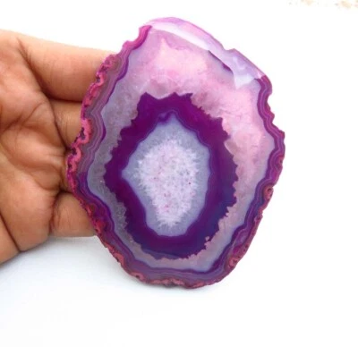 Slice Purple Gemstone 91x70mm Natural Geode Agate Smooth Slice 384Cts DIY BS-970 - Image 1 of 4