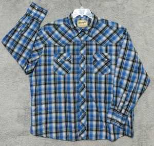 Vintage Wrangler Karo Western Hemd Herren XXL Blau Pearl Snap Cowboy Rodeo Y2K - Bild 1 von 7