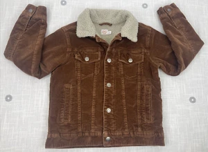 Brown Corduroy Sherpa Lined Trucker Style Jacket Boys Sz L (10-12) EUC - Picture 1 of 8