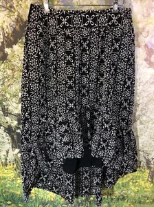 INC L NWT Black White Cotton Eyelet Embroidered Hi-Low Midi Skirt $90 G&GV - Picture 1 of 12