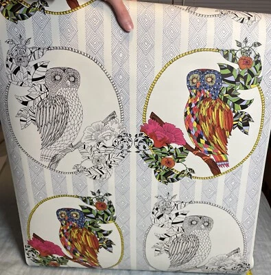 Anthropologie Painted Owl Multicolor Stripe Wallpaper PARTIAL ROLL - Image 1 of 4