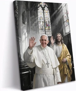 Pope Francis Jesus Wall Art Canvas Print Painting Living Bedroom Home - Picture 1 of 17