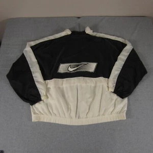 Vintage 90s Nike Windbreaker Mens Sz XL Black White Full Zip Swoosh Vented - Picture 1 of 20