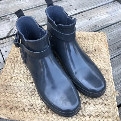 Botas al tobillo impermeables Chelsea acolchadas brillantes refinadas para mujer talla 10 grises Foto 1 de 4