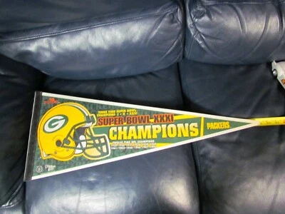 Винтаж 1997 NFL Super Bowl XXXI Champion Pennant Green Bay Packers - Изображение 1 из 4