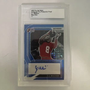 2022 Leaf Pro Set Metal Mojo Blue RC Auto Pre-Production Proof CJ Williams 1/1 - Picture 1 of 2