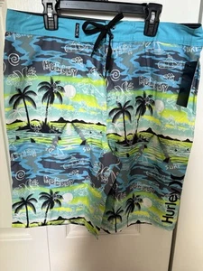 Hurley Boys Sz 20/30 10” Inseam Doodle Paradise Blue Lazer Board Shorts NWT - Picture 1 of 11