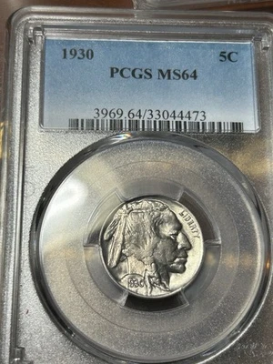 1930 Buffalo Nickel PCGS MS64 With Reverse Die Gouge - Image 1 of 4