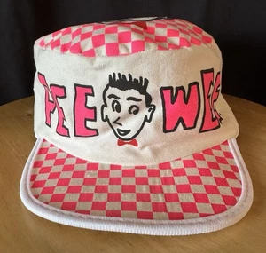 1988 Pee Wee Herman 🔥 PINK 🔥CHECKERBOARD Painters Hat 🔥 RARE Original VHTF - Bild 1 von 8