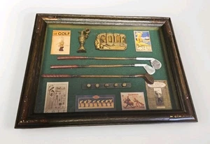 Vintage History of Golf Themed Shadow Box Wood Framed Wall Decor 11"x 8.5"x 1.5" - Picture 1 of 10