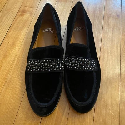 SARTO by Franco Sarto Women's Black Velvet Studded Loafer Flats Shoes Size 9 - image 1 of 4