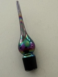 Irisierende Kunst Glas Parfüm Flasche Träne Stopfen 3,25" lang 0,5" Durchmesser - Bild 1 von 8