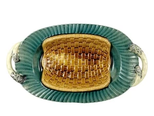 Antique French Creil Montereau Asparagus Cradle Basket Serving Platter - Imagen 1 de 3