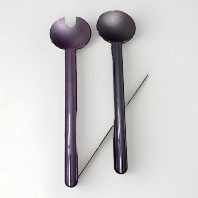 2 PC Tupperware Salad Server Set Fork Spoon Purple Acrylic Mid Century Modern - Image 1 of 4