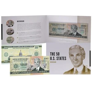 USA 100 Dollar Note | Michigan Commemorative Souvenir | Henry Ford - Picture 1 of 5