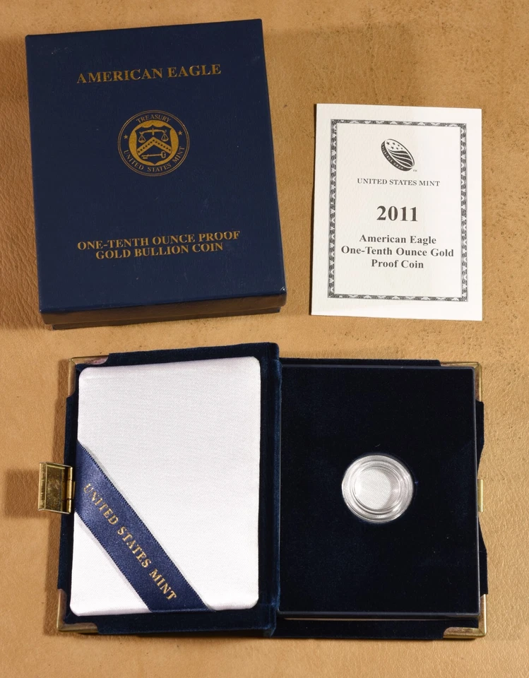 2011 Prova 1/10 oz Ouro American Eagle Caixa e Certificado de Autenticidade - Sem Moeda - Imagem 1 de 1