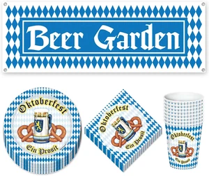 Oktoberfest Party Pack - Pretzel Plates, Napkins, Beverage Cups with Beer Garden - Picture 1 of 6
