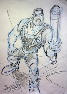 ProStars 1991 FIRMADO DAN KUBAT personaje dibujado a mano arte DIC NBA NFL NHL - Imagen 1 de 2