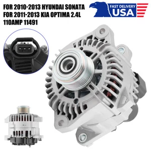 11491 11492 Alternator For 2010-2013 Hyundai Sonata 2011-13 Kia Optima 2.4L 110A - Picture 1 of 8