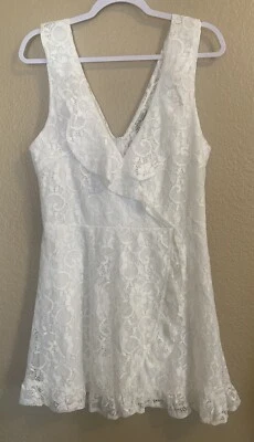 Charlotte Russe XL Y2K White Lace Mini Dress Cottagecore Fairy Boho - Image 1 of 4