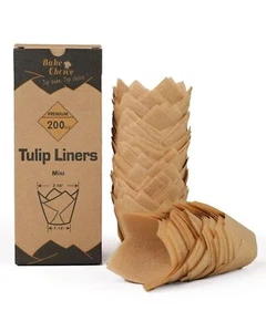 Nordic Paper 200pcs Natural Mini Tulip Cupcake Liners for Baking Cups Unbleac... - Picture 1 of 6