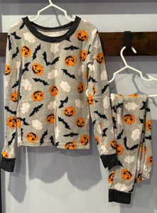 Halloween pumpkin bat ghost Pajama set long sleeve shirt pant kid size 6 - Picture 1 of 6