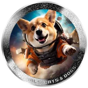 ASTRONAUT DOG AI-NIMALS 1 Oz Silver Coin 1000 Francs Cameroon 2025 - Picture 1 of 3