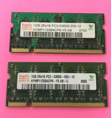 🔥Hynix 2GB (2X1GB) 2Rx16 PC2-5300 COMPUTER Laptop RAM Memory HYMP112S64CP6-Y5   - Image 1 of 2