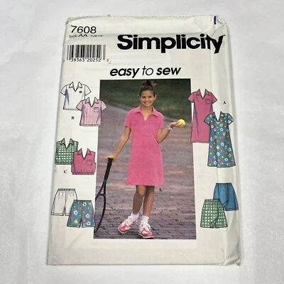 Simplicity 7608 Girls Dress Top Shorts Sewing Patterns Size 7 8 10 UNCUT OOP - image 1 of 4
